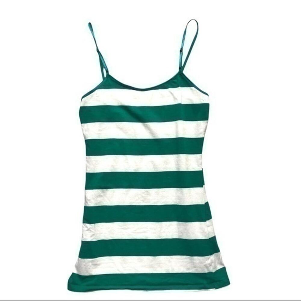 Striped Tank Top Spaghetti Straps Stripes Green White Size Medium Maternity